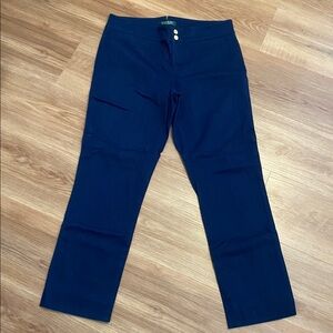 Womens Lauren Ralph Lauren Navy Blue Dress Pants Ankle Cropped Size 8 P